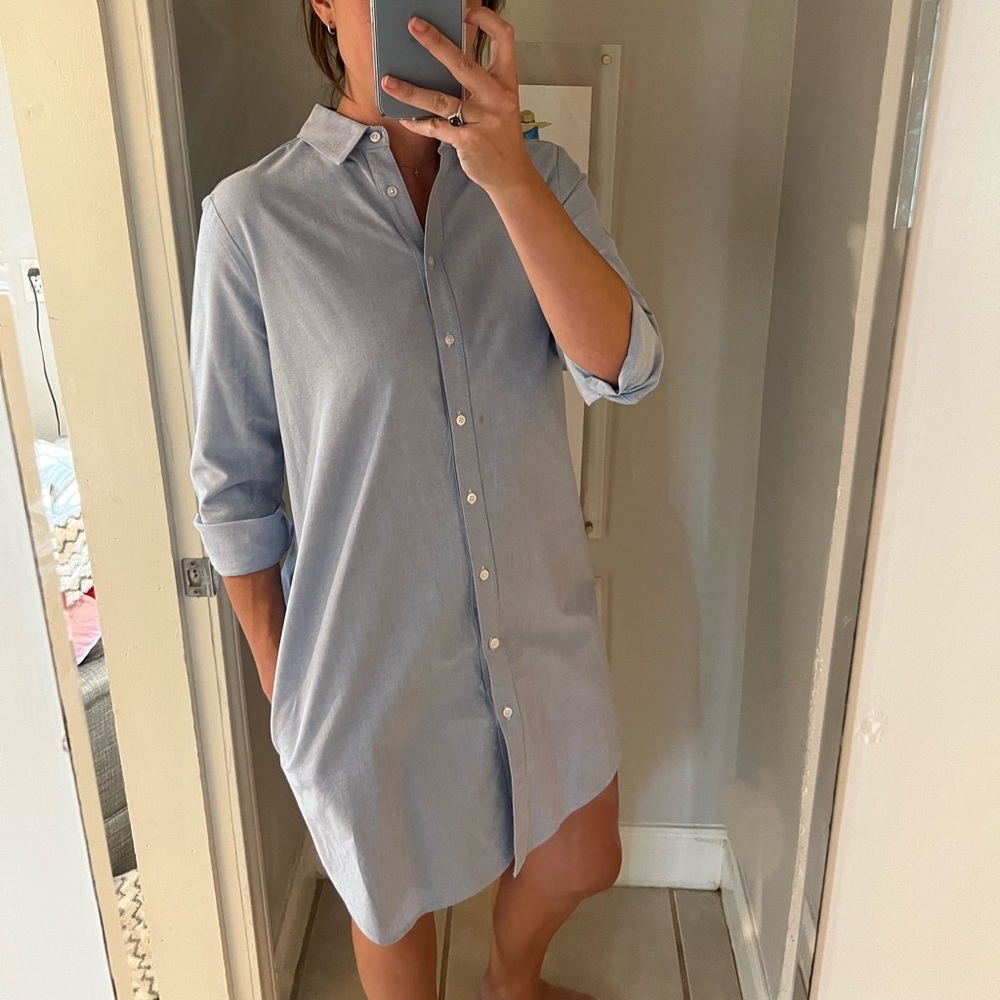 Size Large Grace Baker Blue Blouse Dress